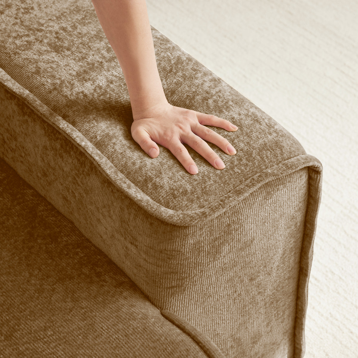 Deep Seat Modular 3 Seat Boneless Sofa with French Edge Piping