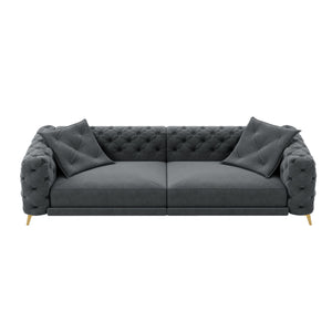 3 In 1 Convertible Sleeper, Deep Seat Pull Out Sofa Bed, Button Tufted