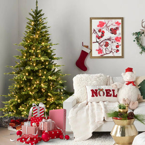 6-Foot Hinged PE & PVC Artificial Christmas Tree, 1608 Tips, 350 Warm White LED Lights