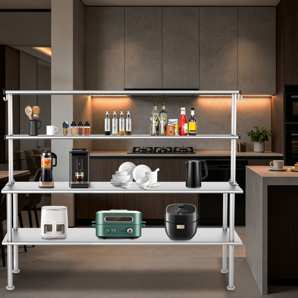 72 Inch Adjustable Stainless Steel Kitchen Rack