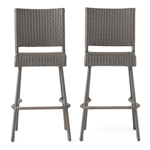 29" Outdoors PE Rattan Armless Barstools, Set of 2
