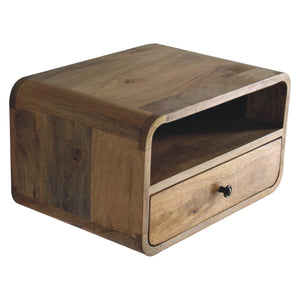 Large Floating Bedside, 1 Drawer, 1 Open Slot, Oak-ish