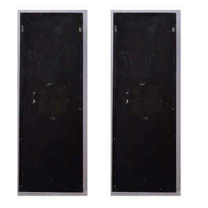 Large Wooden Wall Art Panels With Distressed Round Mirror Accents (Set of 2) - White