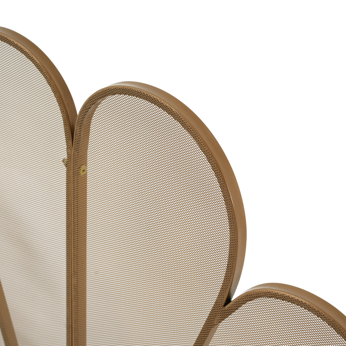 Gold Fan-Shaped Fireplace Screen with Mesh Spark Barrier - Gold