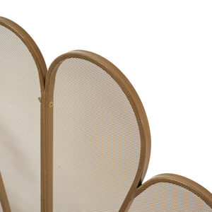 Gold Fan-Shaped Fireplace Screen with Mesh Spark Barrier - Gold