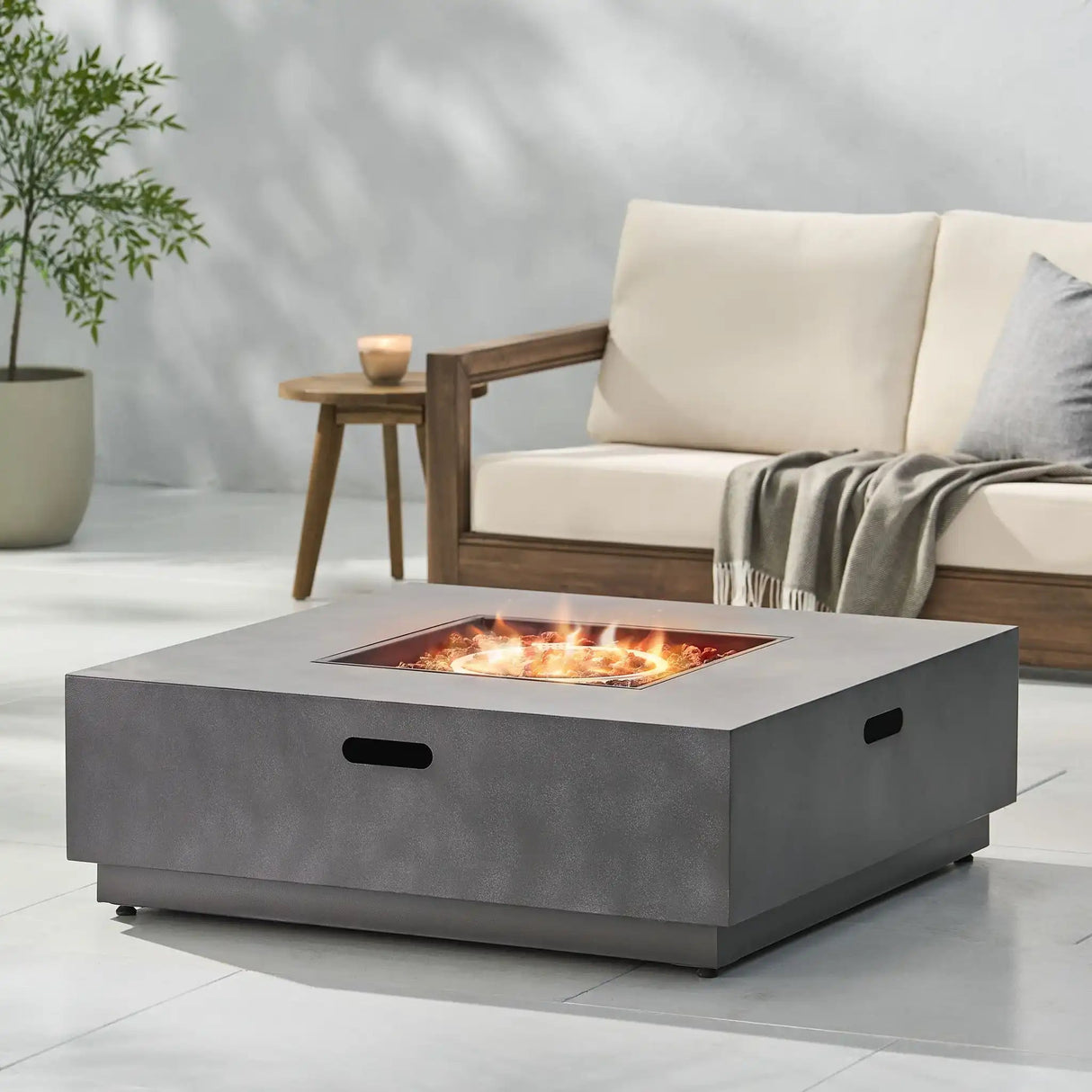 Modern Square Fire Pit With 50,000 Btu - Best Buy Furniture