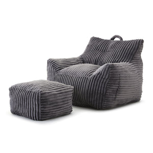 Giant Bean Bag Chair With Armrests And Footstool