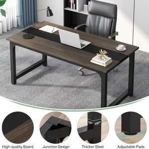 Large Computer Desk With Steel Frame For Home Office Workstation