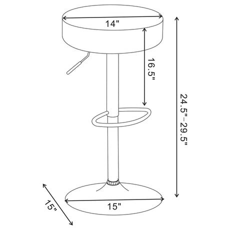 Adjustable Hydraulic Bar Stool With Base And Padded Seat - Black / Silver