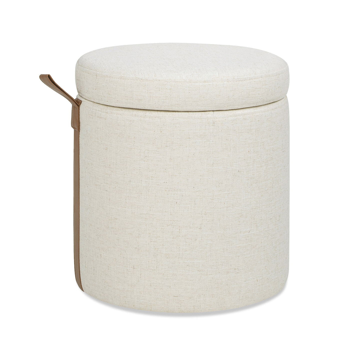 Brandy - Round Upholstered Storage Ottoman With Accent