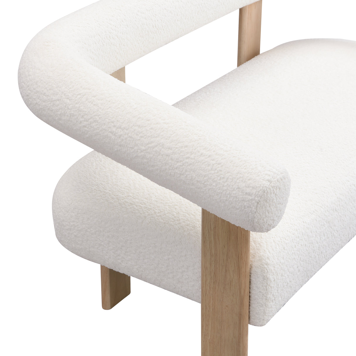 Round Armrest Loveseat (Beige + Natural)