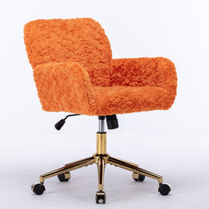Office Chair, Artificial Rabbit Hair Home Office Chair With Metal Base, Adjustable Desk Chair Swivel Office Chair, Vanity Chair