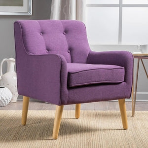 Modern Arm Chair With Tufted Back And Wooden Legs - Best Buy Furniture