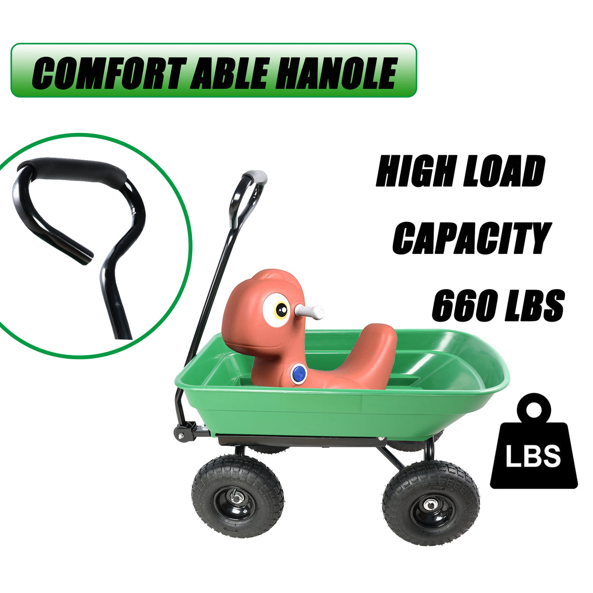 Folding Car Poly Garden Dump Truck with Steel Frame