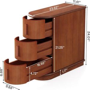 3 Drawer End Table, Semi Oval For Living Classic Accent Furniture - Walnut