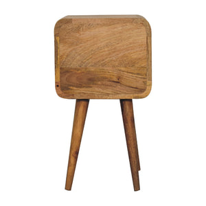 Solid Wood Mini Curved Nightstand, 2-Drawers, Oak-ish