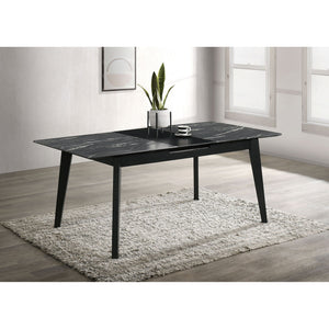 Bellingham - Dining Table With Self Storing Extension Leaf - Black Marble-Look Sintered Stone