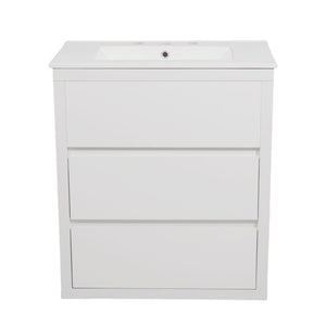 Freestanding Bathroom Vanity With Ceramic Sink, 2 Full Extension Drawers