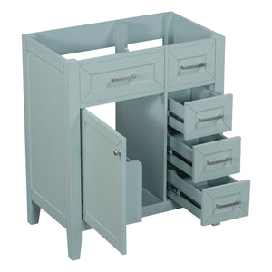 30" Bathroom Vanity Without Sink, Cabinet Base Only, Bathroom Cabinet With Drawers - Green