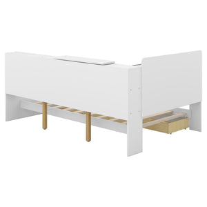 Platform Bed With Storage Headboard, Shelves And 2 Drawers