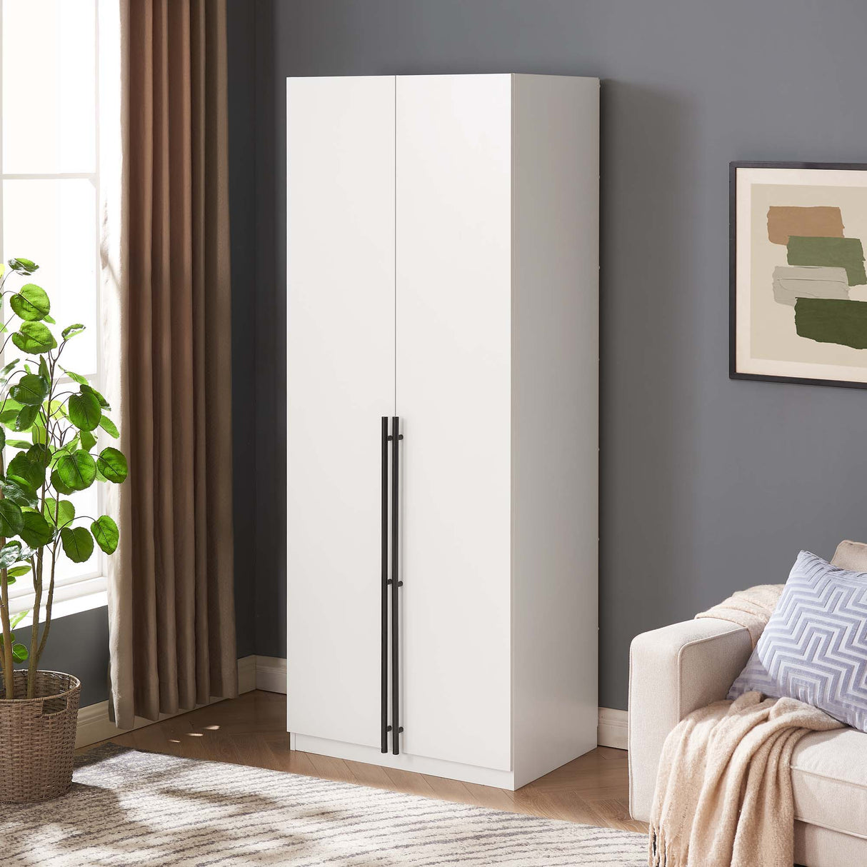 Lee - Free Standing Wardrobe Closet With Drawers And Shelves