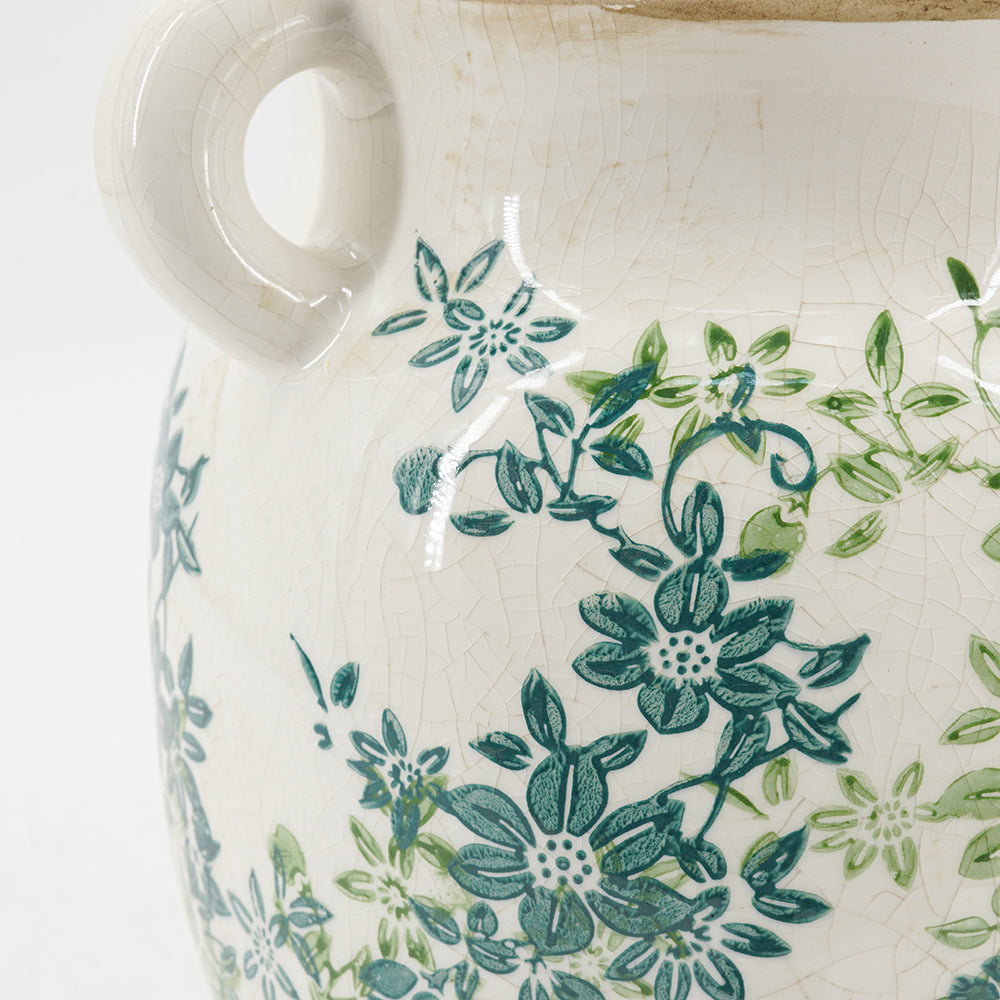 Floral Twin-Handle Vase