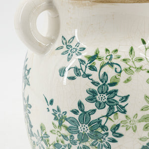 Floral Twin-Handle Vase