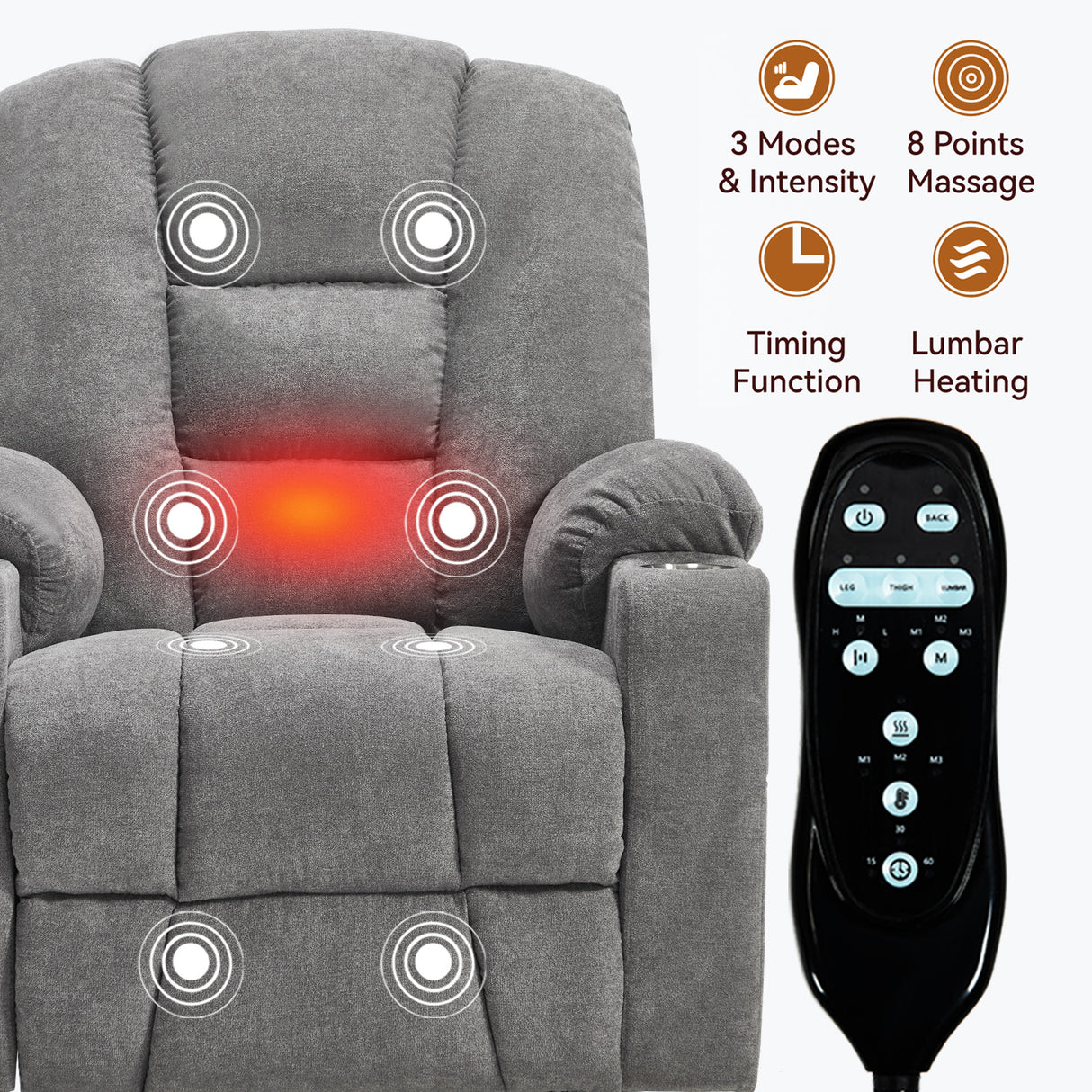 Power Lift Recliner Chair with Massage and Heat
