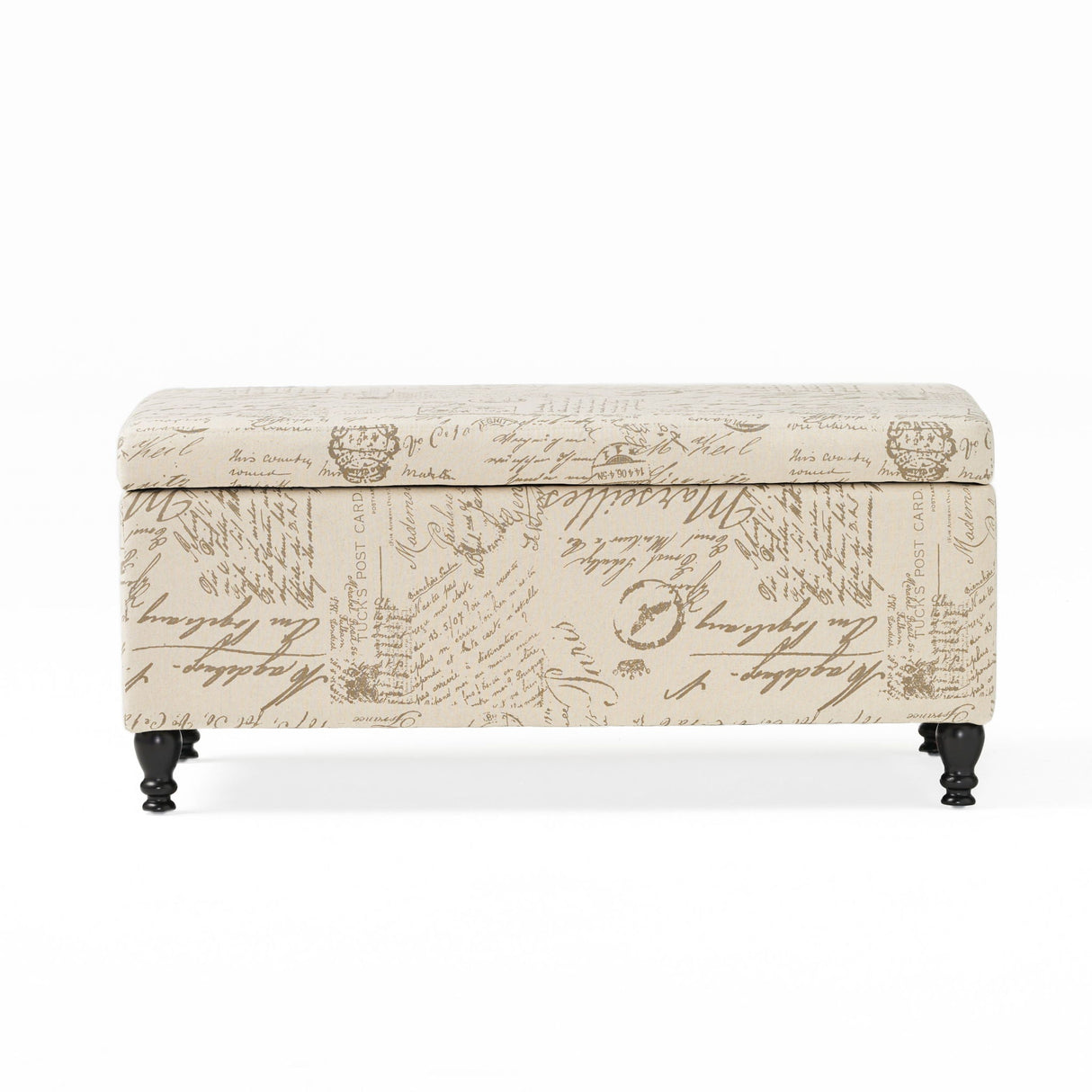 Parisian Upholstered Fabric Storage Ottoman - Beige / Reclaimed Natural - Best Buy Furniture