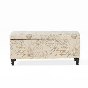 Parisian Upholstered Fabric Storage Ottoman - Beige / Reclaimed Natural - Best Buy Furniture