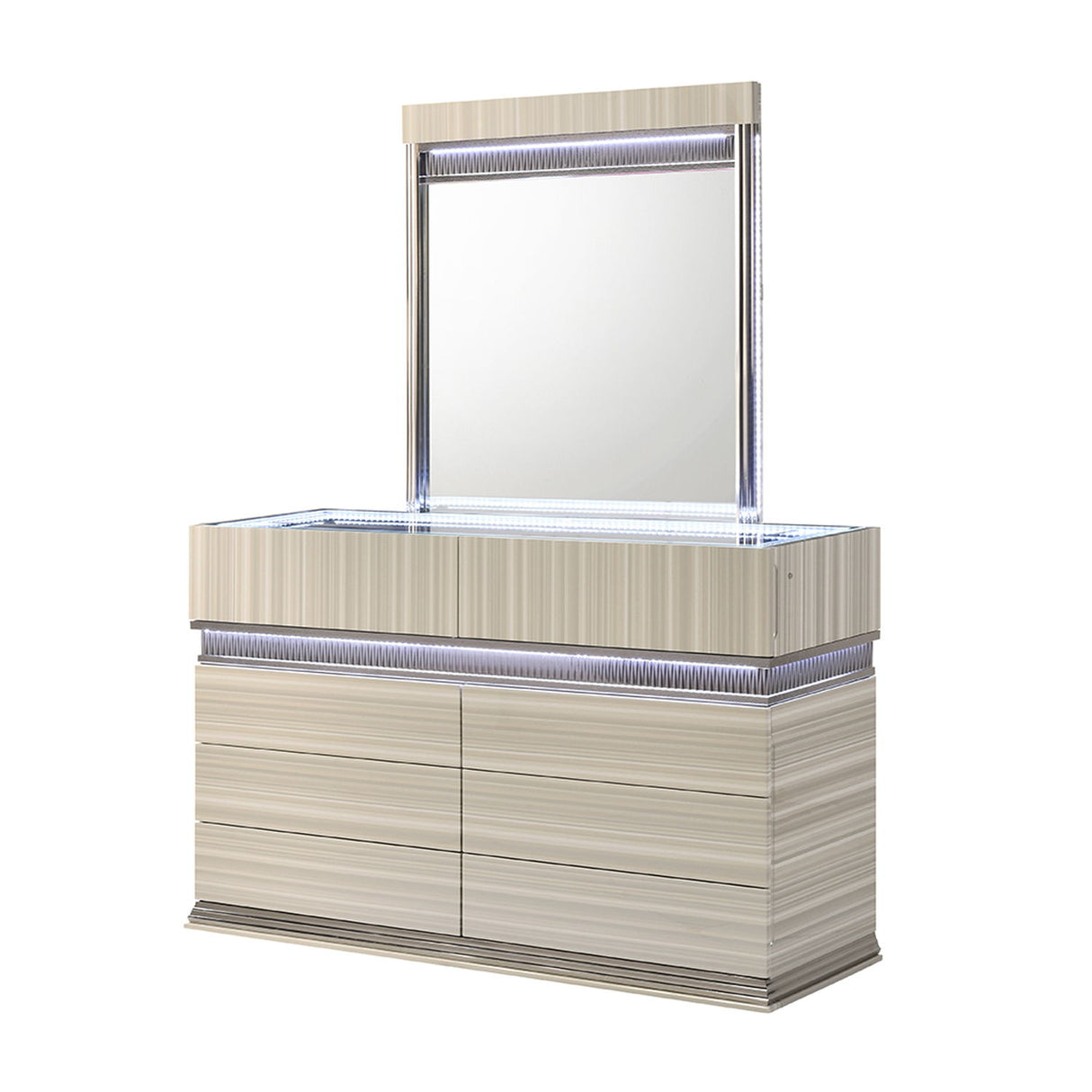 Leonor - Mirror With LED Light Frame - Gray