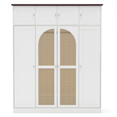 8 Door Armoire Wardrobe With Adjustable Shelves And Hanging Rod