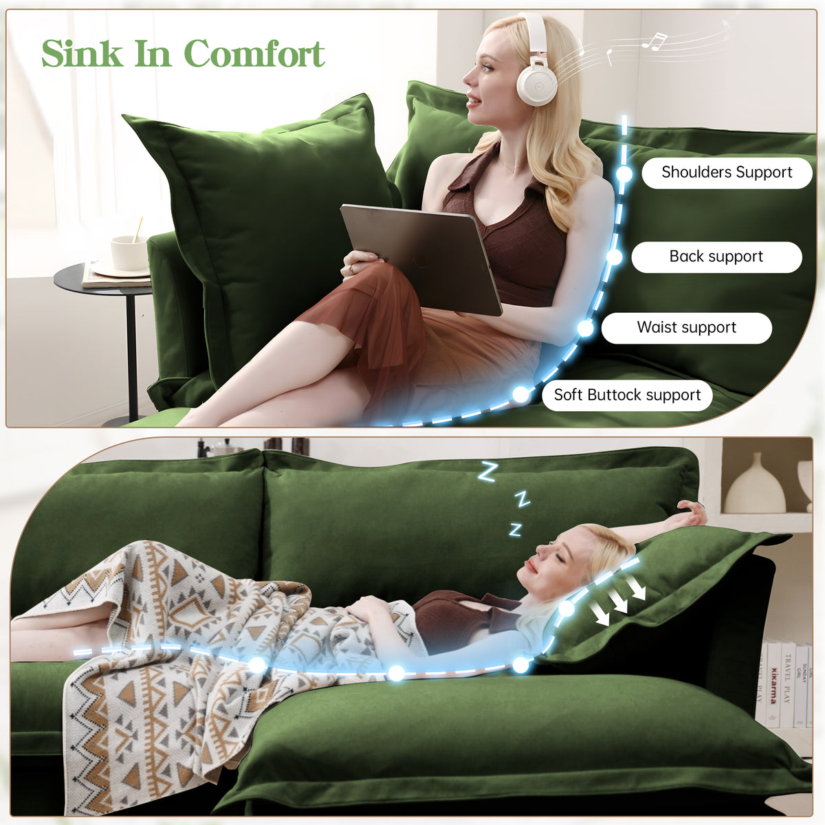Slipcovered Long Sofa - 4 Seater
