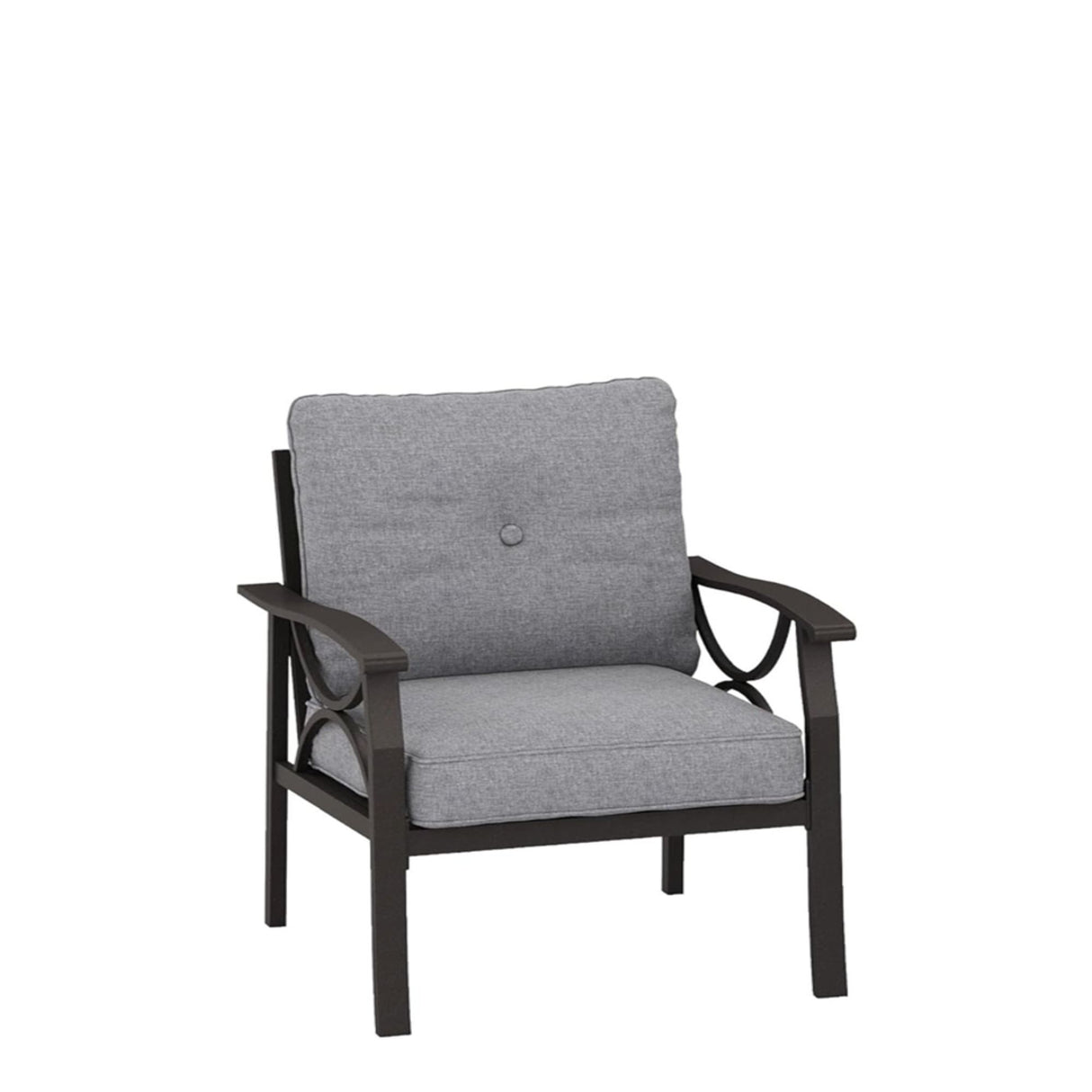 All Weather Armchairs With Cushions, Sculptural Design (Set of 2) - Gray / Khaki