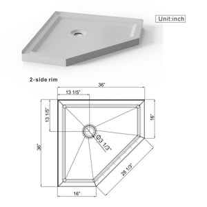 Neo Angle Corner Drain Shower Base - White