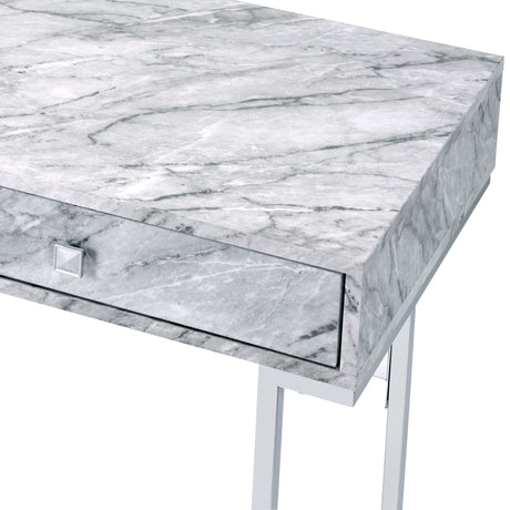 Tigress - Printed Faux Marble Top Writing Desk - White - Best Buy Furniture
