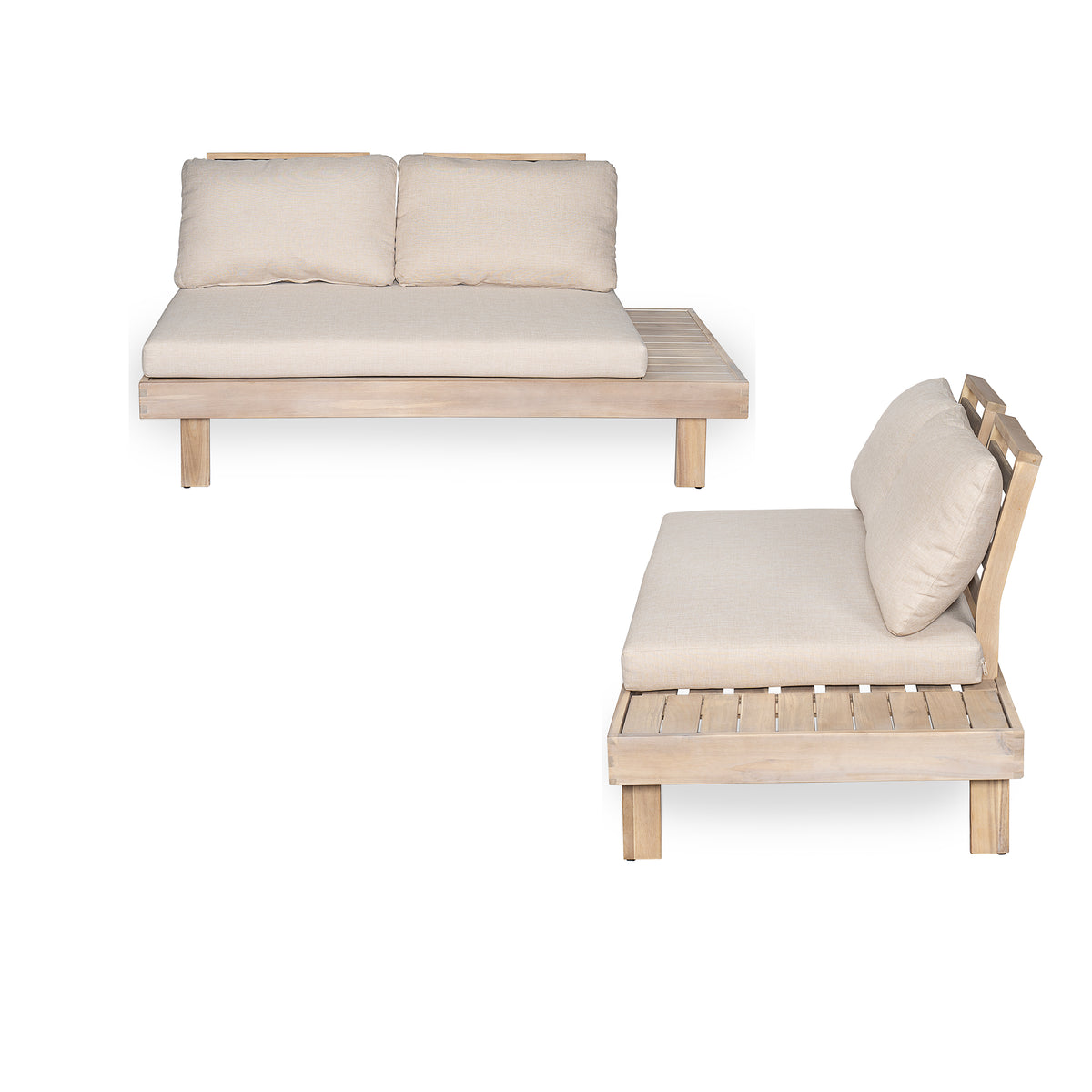 Topia Left and Right 2 Seater Sofa Set - Light White + Sand