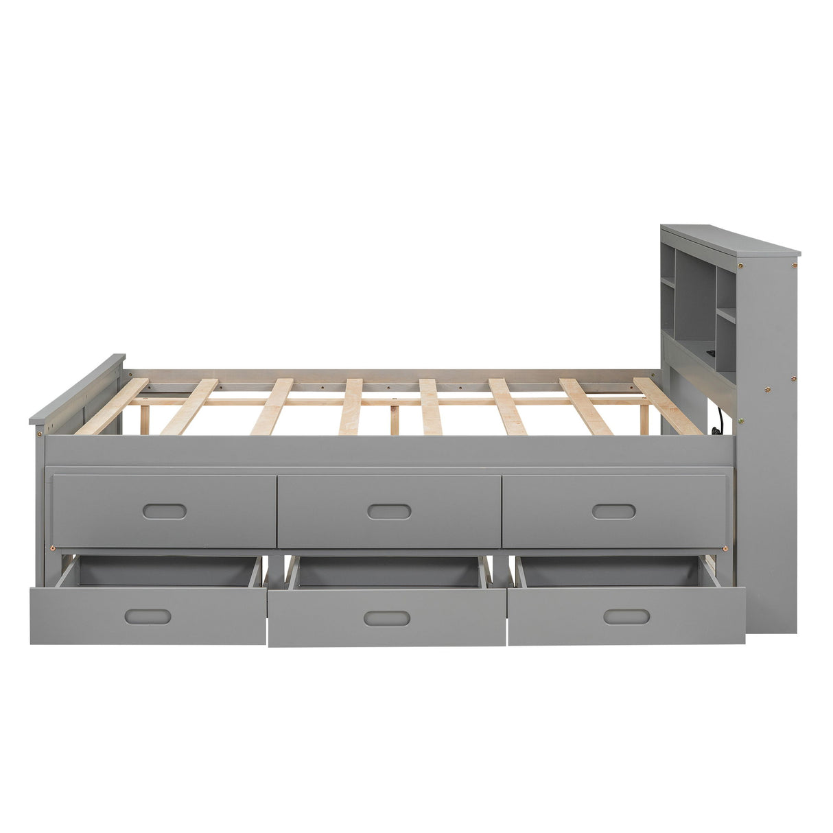 Platform Bed With Storage Headboard, USB, Trundle And 3 Drawers