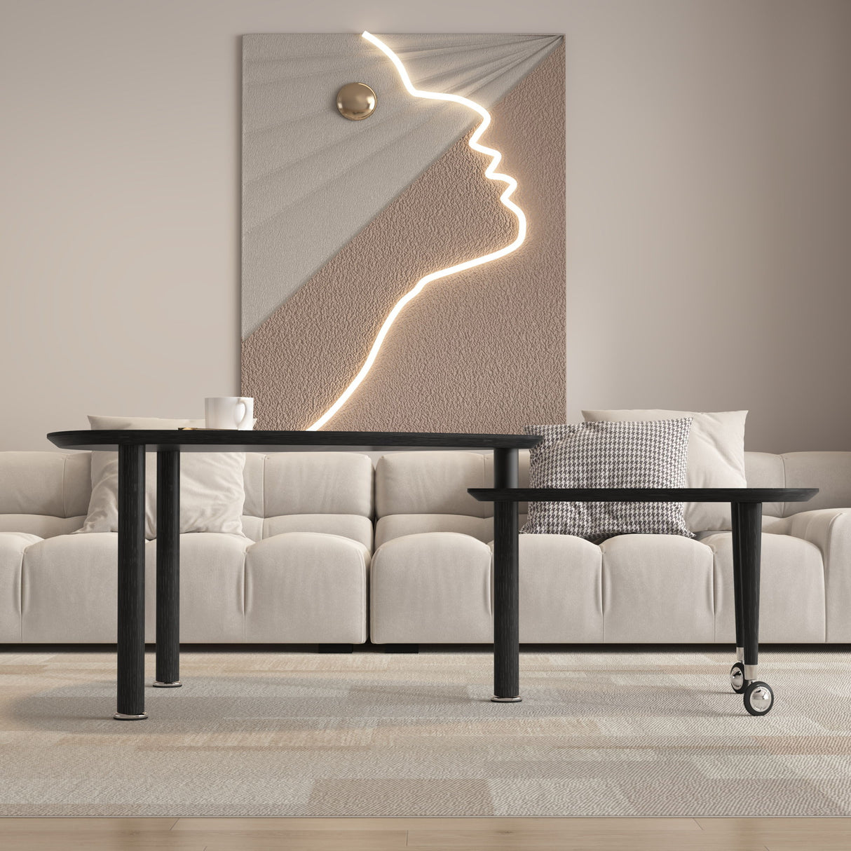 360 Degree Rotatable Coffee Table With Solid Legs