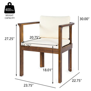 Outdoor Dining Chair Set of 4 with Curved Acacia Wood Arms