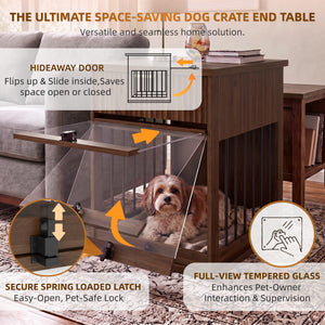 Dog Crate End Table with Charging Station and Storage
