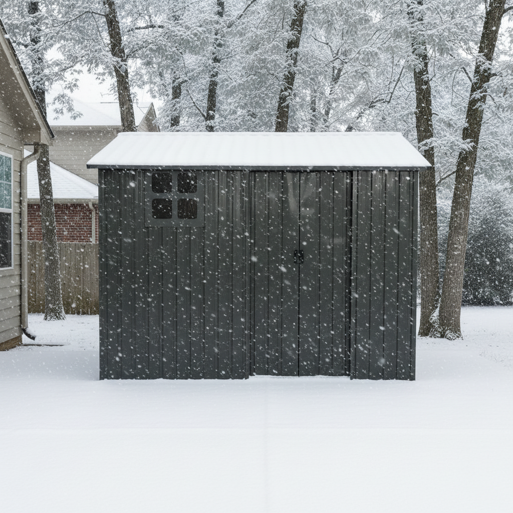 8x6FT Galvanized Steel Outdoor Storage Shed with Sliding Door