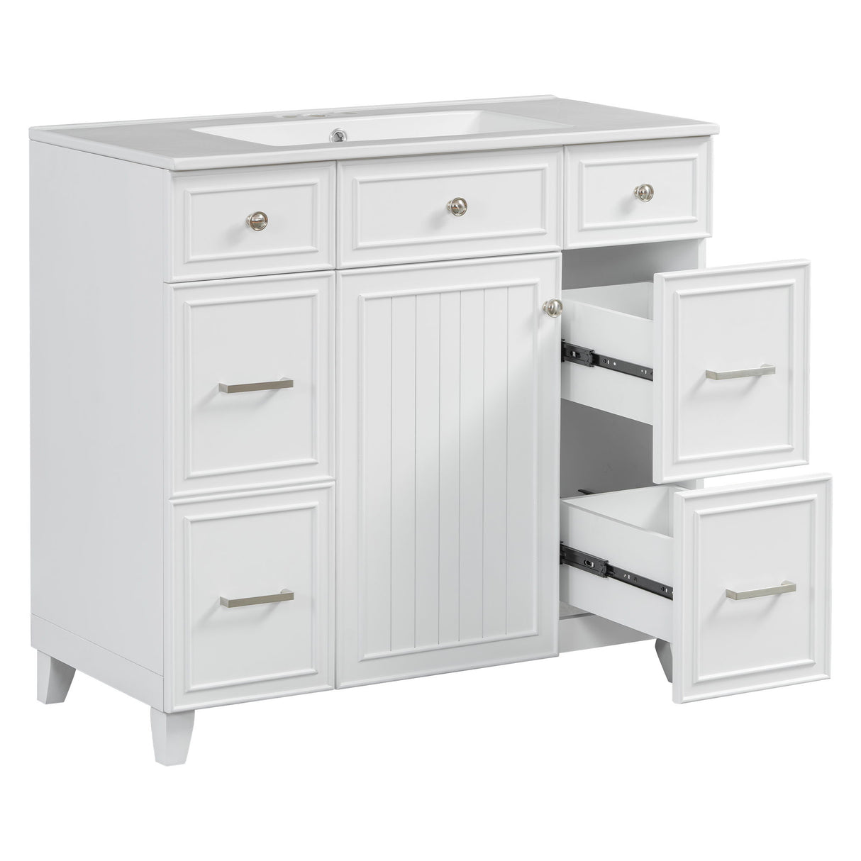 Bathroom Vanity With Ceramic Sink, Soft Close Doors, Adjustable Shelves