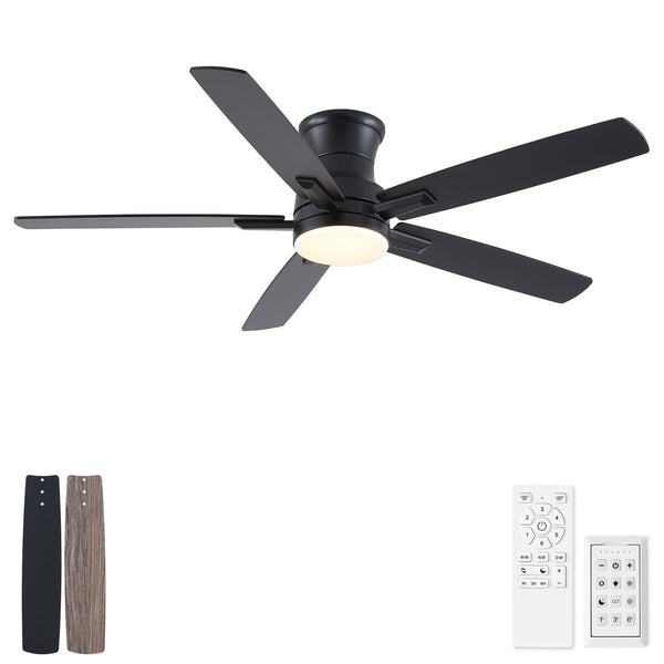 Mordern Flush Mount Ceiling Fan With Light And Remote Control