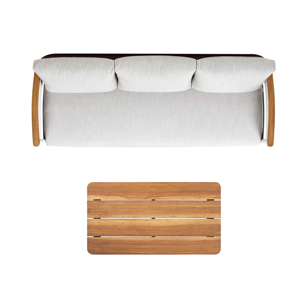 Rhodes 2pc Teak & Aluminum Outdoor Sofa and Coffee Table Set