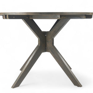 Stanford Outdoor Round Acacia Wood Dining Table with X Base