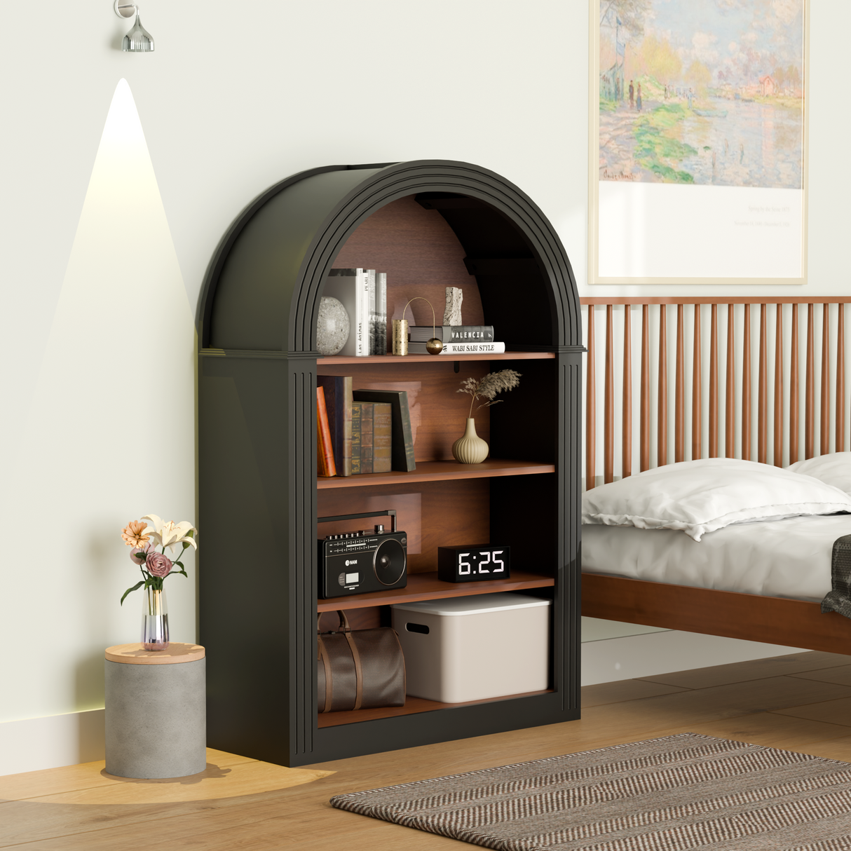4-Shelf Tall Arched Bookcase