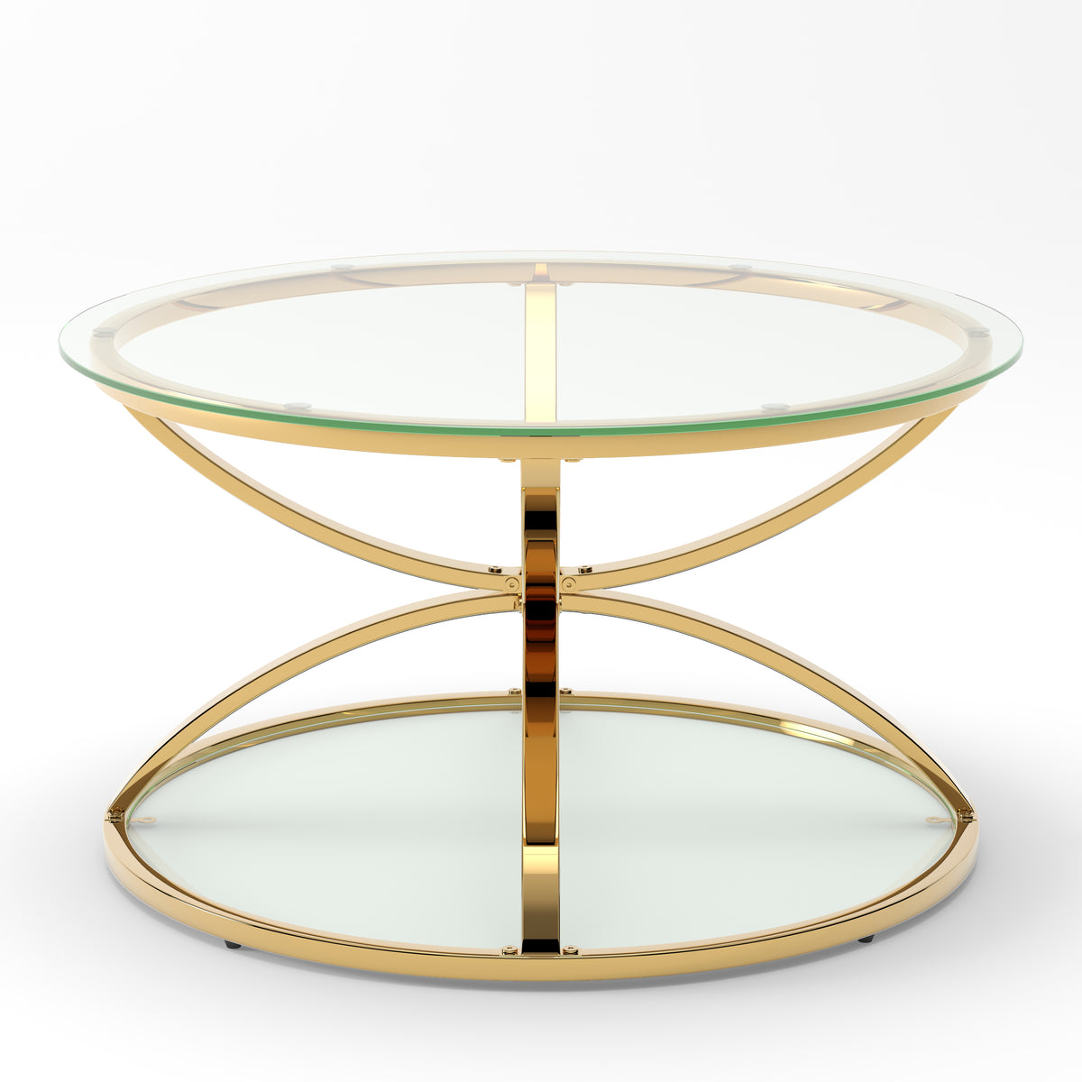 31.50'' Modern Glass Coffee Table with 2 Tiers