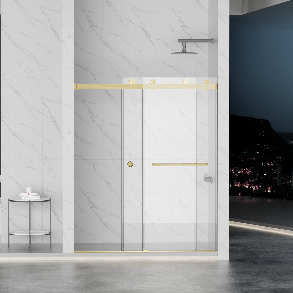 Frameless Shower Door with Double Sliding Design
