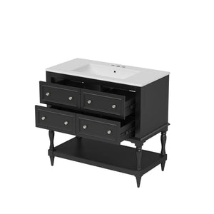 Bathroom Vanity Cabinet With Undermount Sink, 4 Drawer Set